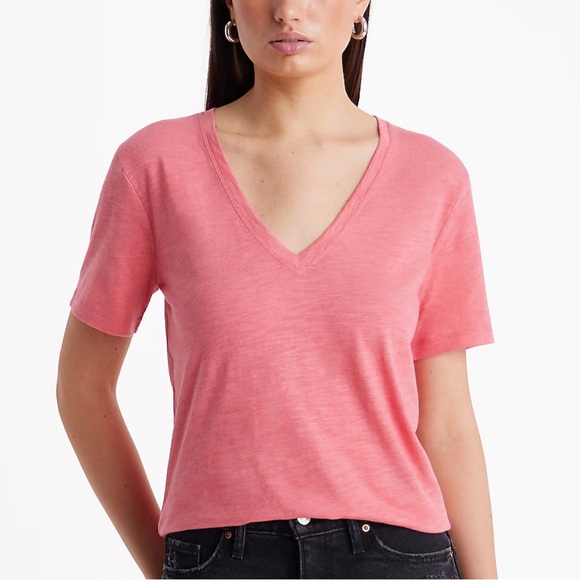 Express Pink Skimming V-Neck Short Sleeve tshirt NEW size small - Picture 1 of 5